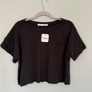Altar’d State Black Cropped Pocket T-Shirt NWT
